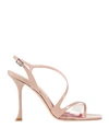 Roger Vivier Pink Open Toe Heels In Beige