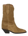 ISABEL MARANT ISABEL MARANT LEYANE SUEDE WESTERN BOOTS WOMAN ANKLE BOOTS BROWN SIZE 8 CALFSKIN