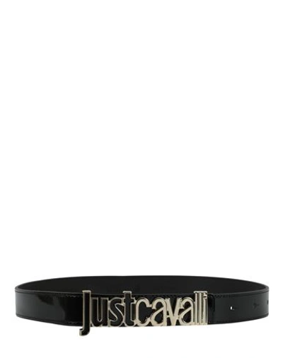 Just Cavalli Logo Plaque Belt Woman Belt Black Size 39.5 Calfskin