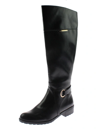 Alfani Jadah Womens Wide Calf Faux Leather Riding Boots In Black