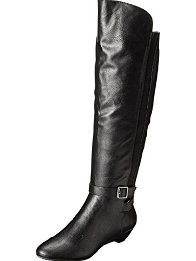 Madden Girl Zilch Womens Faux Leather Belted Motorcycle Boots In Black