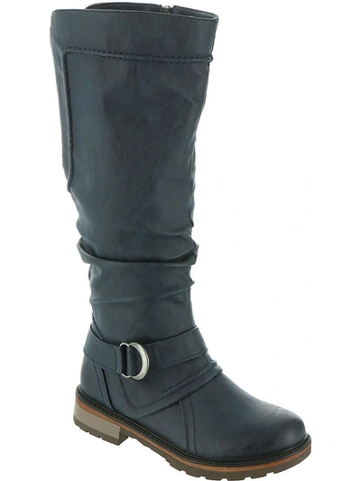 Wanderlust Fiona 3 Womens Faux Leather Tall Knee-high Boots In Blue