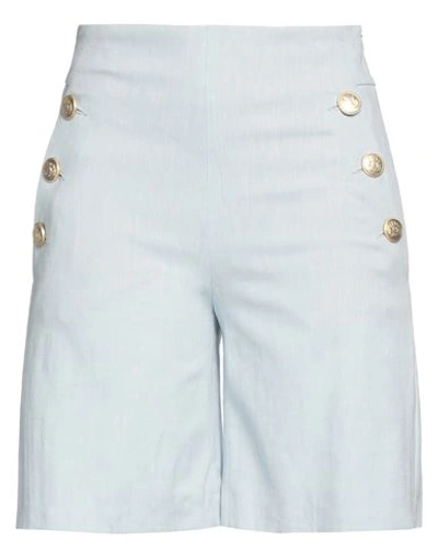 Seductive Woman Shorts & Bermuda Shorts Sky Blue Size 4 Linen, Polyester, Viscose, Elastane