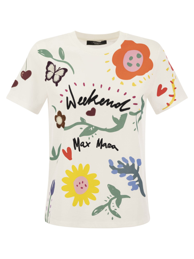 Weekend Max Mara Womens Whte Cinema Graphic-print Cotton-jersey T-shirt