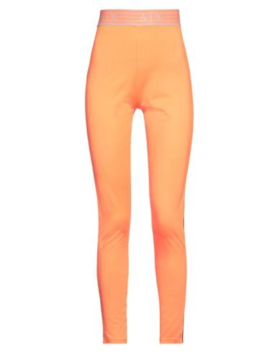 Armani Exchange Woman Leggings Orange Size M Polyamide, Elastane, Polyester
