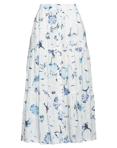 120% Lino Woman Maxi Skirt White Size 12 Linen