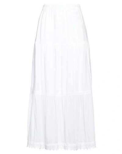 120% Lino Woman Maxi Skirt White Size 8 Linen