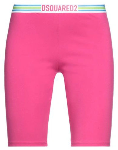 Dsquared2 Woman Leggings Fuchsia Size 6 Cotton, Elastane In Pink
