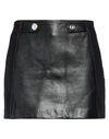 Maje Woman Mini Skirt Black Size 10 Lambskin In Black