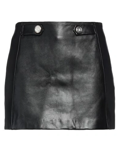 Maje Woman Mini Skirt Black Size 10 Lambskin