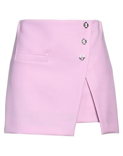 MAJE MAJE WOMAN MINI SKIRT LILAC SIZE 8 POLYESTER, VIRGIN WOOL, ELASTANE