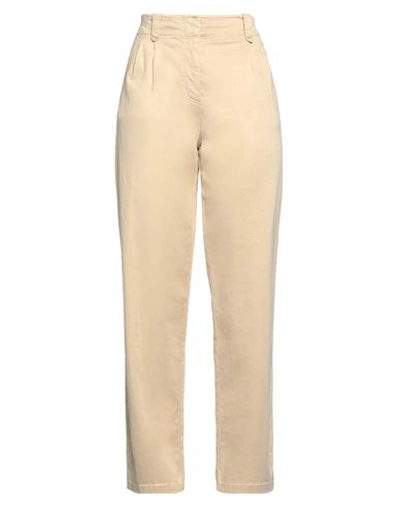 Max & Co . Woman Pants Sand Size 10 Lyocell, Cotton, Elastane In Beige