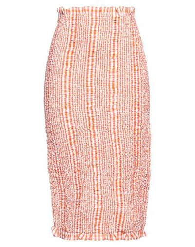 Kenzo Woman Midi Skirt Orange Size L Cotton