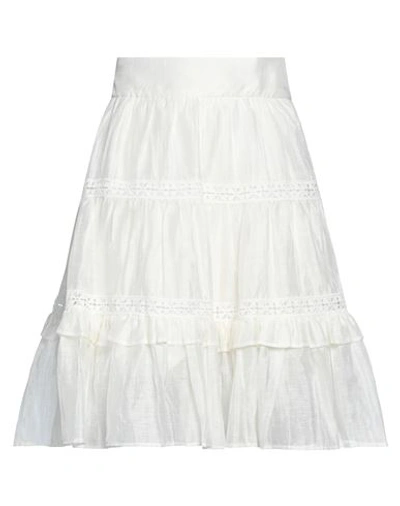 Sandro Woman Mini Skirt White Size 10 Linen, Polyester