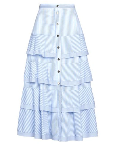Sandro Woman Maxi Skirt Light Blue Size 8 Cotton, Polyamide, Elastane