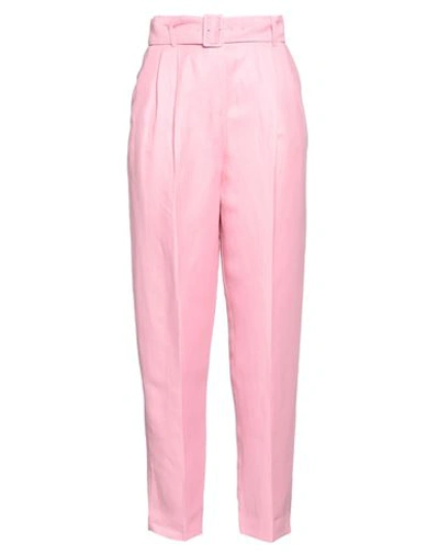 I Blues Woman Pants Pink Size 6 Linen, Viscose