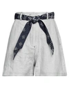 Emporio Armani Woman Shorts & Bermuda Shorts Light Grey Size 4 Linen, Cotton In Grey