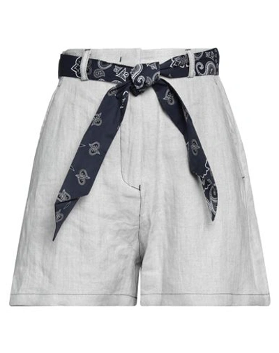 Emporio Armani Woman Shorts & Bermuda Shorts Light Grey Size 10 Linen, Cotton