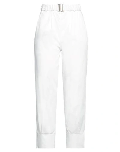 Victoria C. Woman Pants White Size 8 Cotton, Polyamide, Elastane