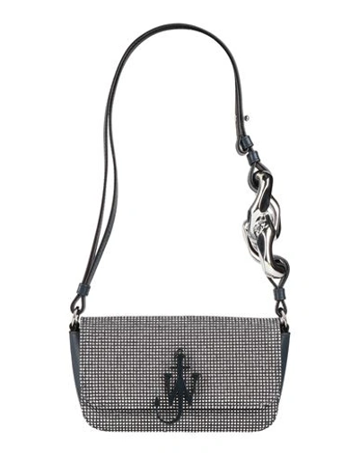 Jw Anderson Woman Shoulder Bag Navy Size - Leather, Textile Fibers In Navy Blue