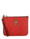 MOSCHINO MOSCHINO TEXTURED WRISTLET WOMAN HANDBAG RED SIZE - TANNED LEATHER