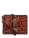 MOSCHINO MOSCHINO SNAKESKIN-EFFECT LEATHER CLUTCH WOMAN HANDBAG MULTICOLORED SIZE - TANNED LEATHER