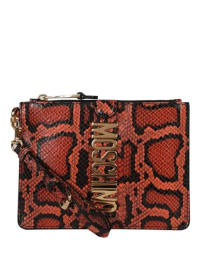 Moschino Snakeskin-effect Leather Clutch Woman Handbag Multicolored Size - Tanned Leather In Fantasy