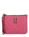 MOSCHINO MOSCHINO TEXTURED WRISTLET WOMAN HANDBAG PINK SIZE - TANNED LEATHER