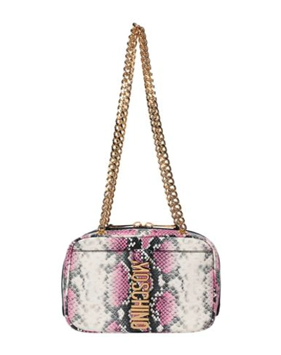 Moschino Snakeskin Print Shoulder Bag Woman Shoulder Bag Multicolored Size - Tanned Leather In Pink Multi