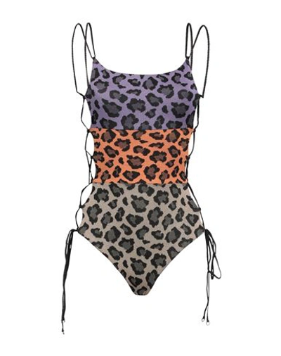 F**k Project Woman One-piece Swimsuit Orange Size M Polyester, Polyamide, Elastane