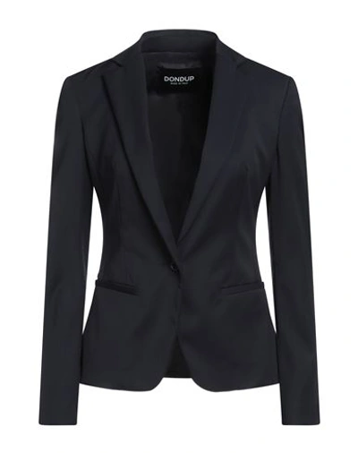 Dondup Woman Blazer Midnight Blue Size 2 Virgin Wool, Elastane In Blue