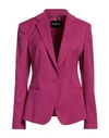 Dondup Woman Blazer Magenta Size 10 Virgin Wool, Elastane In Pink