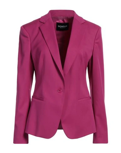 Dondup Woman Blazer Fuchsia Size 6 Virgin Wool, Elastane In Pink