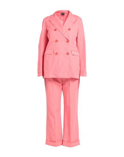 Aspesi Woman Suit Salmon Pink Size 8 Cotton, Linen