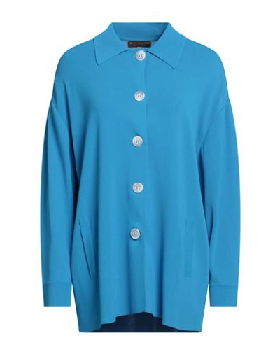 Nino Colombo Woman Blazer Azure Size 10 Rayon, Meryl In Blue