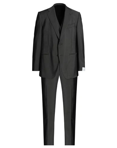 Caruso Man Suit Lead Size 38 Wool, Mohair Wool In Grey