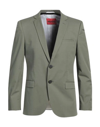 Hugo Man Blazer Military Green Size 40 Cotton, Elastane