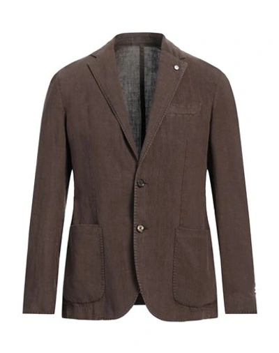 L.b.m 1911 L. B.m. 1911 Man Blazer Dark Brown Size 38 Linen In Brown