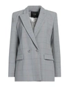 Maje Woman Blazer Grey Size 10 Wool, Polyester, Elastane, Viscose In Grey
