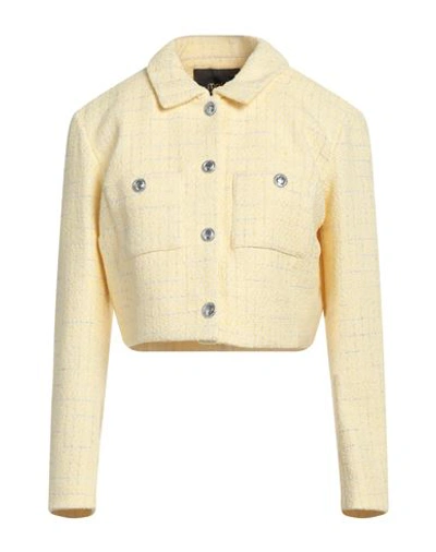 Maje Woman Blazer Yellow Size 8 Cotton, Polyester, Acrylic, Viscose, Synthetic Fibers