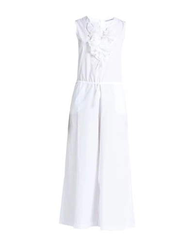 European Culture Woman Jumpsuit White Size L Cotton, Silk