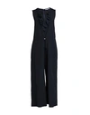 European Culture Woman Jumpsuit Midnight Blue Size L Cotton, Silk