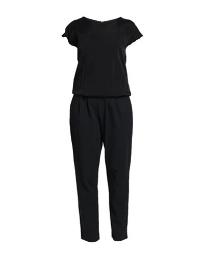 European Culture Woman Jumpsuit Black Size M Cotton, Cupro, Rayon, Elastane In Black