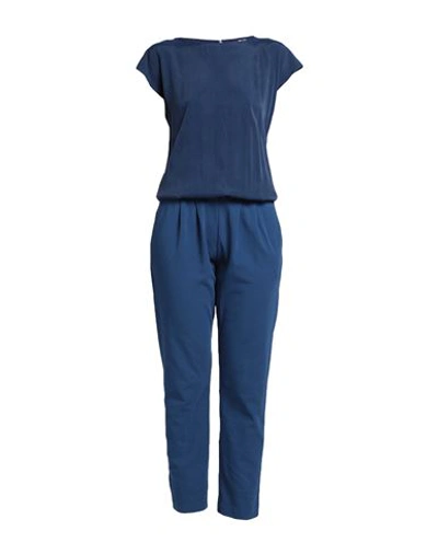 European Culture Woman Jumpsuit Navy Blue Size Xl Cotton, Cupro, Rayon, Elastane