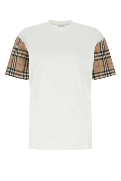 Burberry Vintage Check Sleeve Cotton T Shirt In White