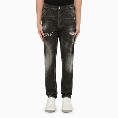 DSQUARED2 DSQUARED2 WASHED DENIM REGULAR JEANS WITH WEAR