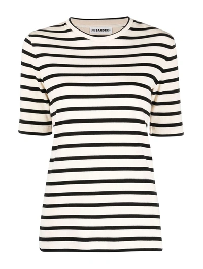 Jil Sander Two-tone Cotton T-shirt In Neutrals