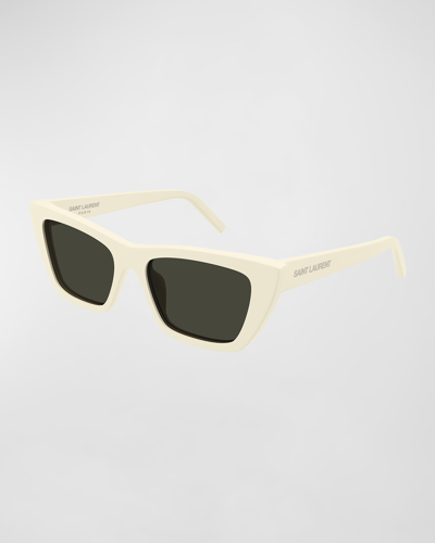 Saint Laurent Cat-eye Acetate Sunglasses In Shiny Solid Ivory