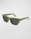 Saint Laurent Cat-eye Acetate Sunglasses In Green