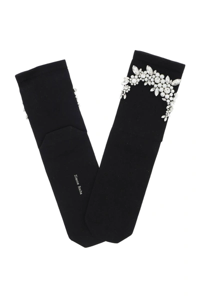 Simone Rocha Socks With Pearls And Crystals In Black